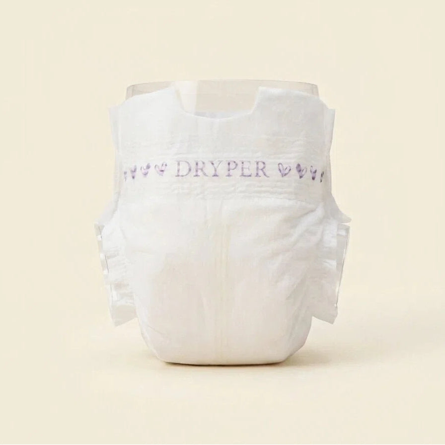dryper baby diaper view of the breathable, 3D gathered leg barriers designed for super fast absorbency and comfort